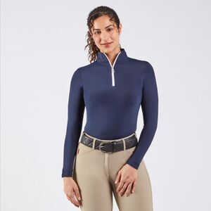 The Tailored Sportsman Womens Size Large Navy Blue Quarter Zip Long Sleeve Shirt